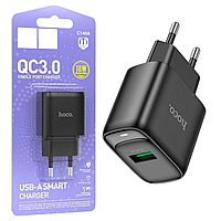 Мережевий зарядний пристрій Hoco C140A QC3.0 (1USB/18W) чорний