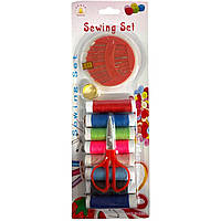 Набір швейний (нитки 8 шт./голки/ножиці/кільце) блістер, швейний набір, набір для шиття