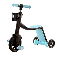 Дитячий триколісний самокат велосипед беговел (Блакитний)
