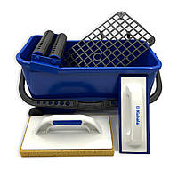 Відро плиточника 20 л + губка з ручкою + шпатель для затирання НАБІР маляра Kubala (9901)