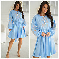 Женское льняное платье вышиванка с колосками