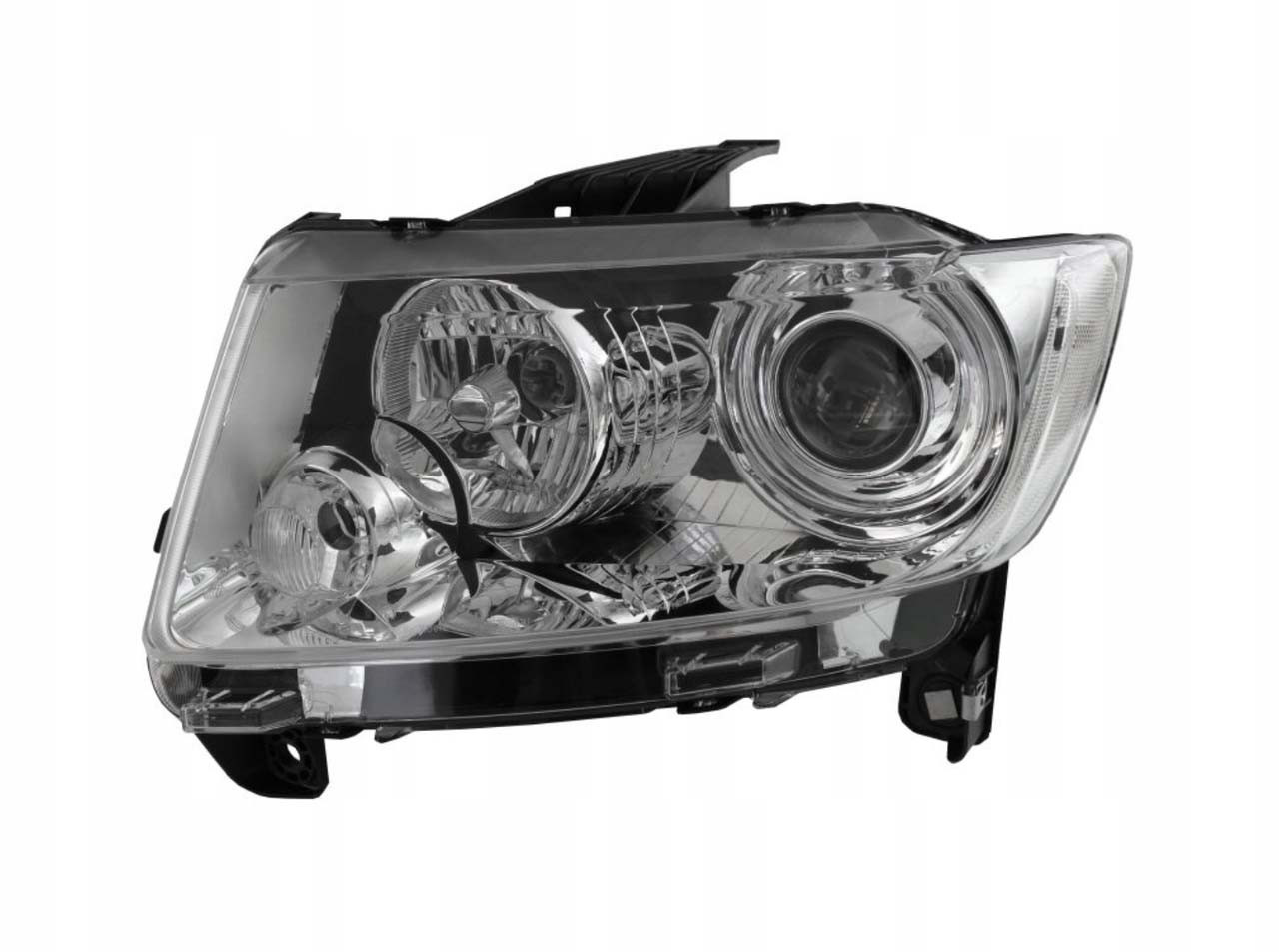 Фара передня Jeep Compass 2011-2016 передн. лів. (ел) (з коректором) (без ламп) (H9/P27/7W/WY21W) чорн. DEPO