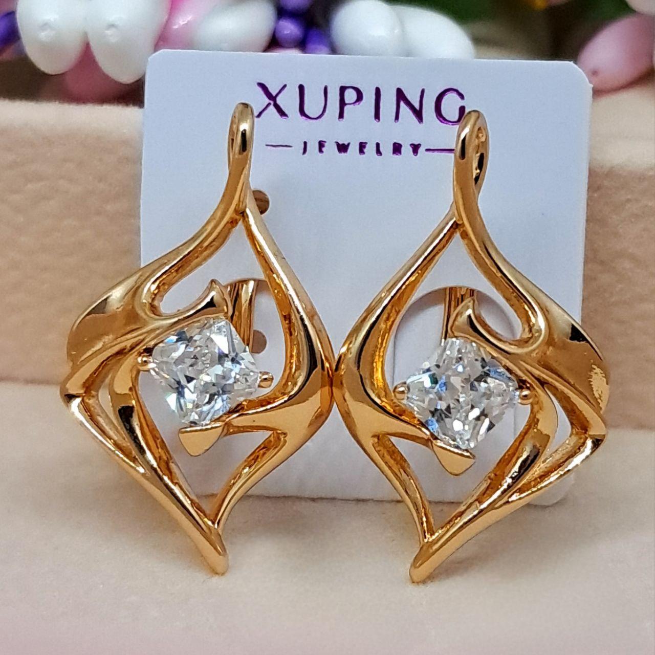 Сережки Еліза медичне золото Xuping Розмір 25 мм × 15 мм англійський замок Код 5060