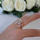 Жіноча каблучка з розсипом білого каміння зі срібла із золотою напайкою Краля, фото 2