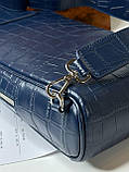 Сумка чоловіча шкіряна нагрудна Stefano Ricci Blue Croco White Metal Logo слінг синій якість преміум, фото 6