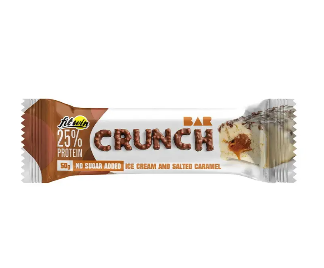 Протеїновий батончик Crunch Bar Морозиво и солена карамель БЕЗ ЦУКРУ 50 г 25% FitWin, фото 1