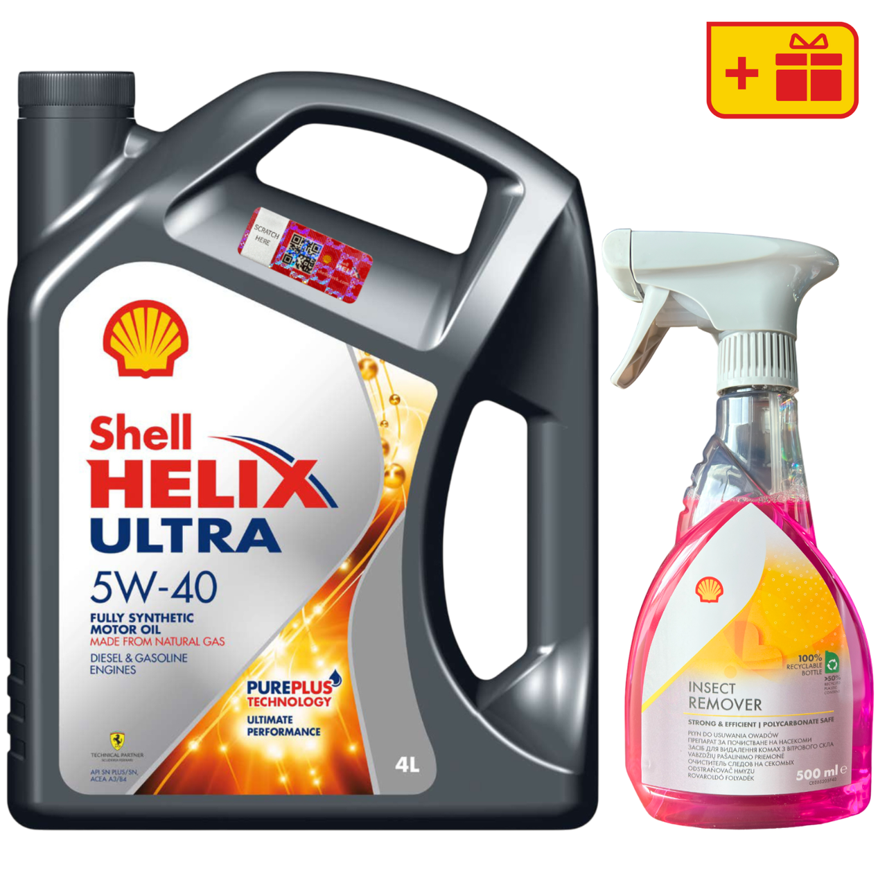 Набір Shell Helix Ultra 5W-40, 4 л + Shell Insect Remover 0.5 л, фото 1