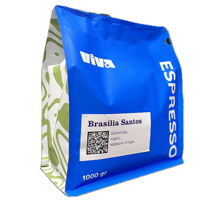 Кава Viva Coffee Brasilia Santos 100% арабіка в зернах 1 кг