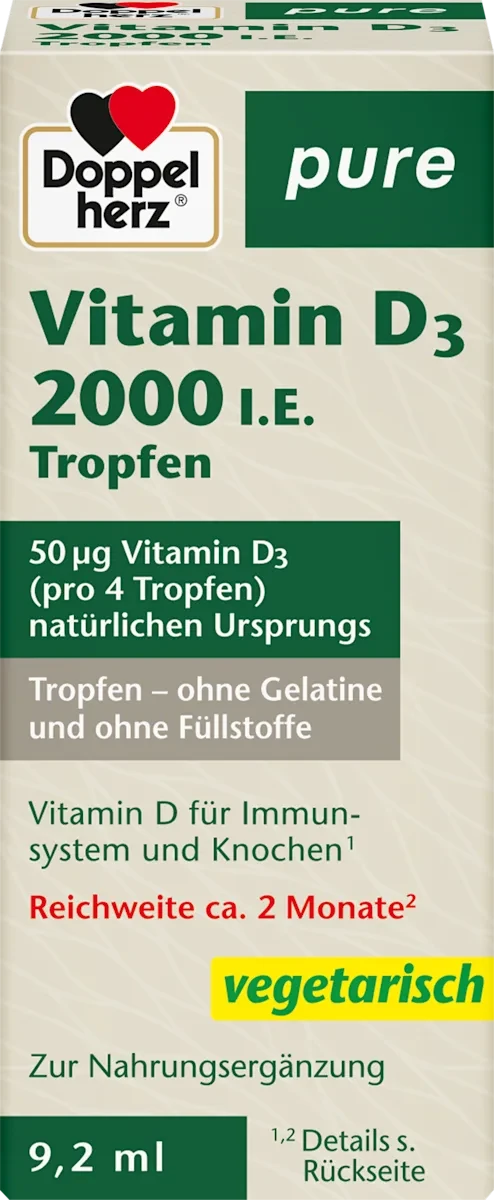 Біологічно активна добавка Doppelherz aktiv Vitamin D3 2000 I.E. краплі, 9,2 мл, фото 1