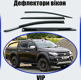 Дефлектори вікон, вітровики Mitsubishi L 200 2015-2019 (скотч) VIP