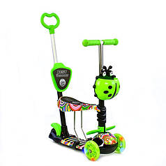 Самокат 4-х коліс. SC20482  5 в 1  mix  колеса PU зі світлом
