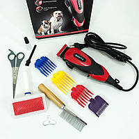 Машинка Gemei GM-1023 для стрижки тварин з 4 насадками для будь-якого типу вовни + ножиці та гребінець WK-88