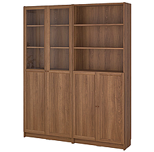 Книжкова шафа з відкритими полицями та дверима панель/скло BILLY/OXBERG 160x30x202 см IKEA 195.818.62