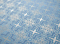 Шовкова церковна тканина Кустодия велика блакитна з сріблом