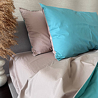 Комплект постельного белья Ранфорс 100% однотонный хлопок, ЄВРО, простыня на резинке