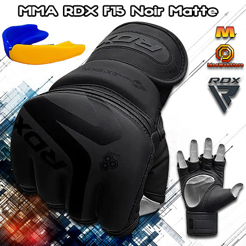 Рукавички для ММА змішаних єдиноборств рукопашного бою ММА RDX F15 Noir Matte Black розмір M + КАПА