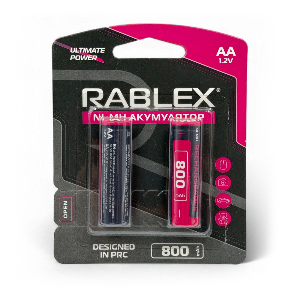 Акумулятори AA (HR6) Rablex 800mAh (1.2v) 2шт., фото 1