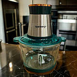 Блендер чопер електричний на 2 л Rainberg 1300Вт для овочів фруктів і м'яса з подвійним ножем, фото 2