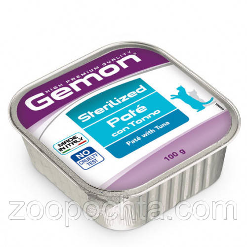 Вологий корм для стерилізованих котів GEMON CAT WET Sterilized тунець 100 гр 32 шт