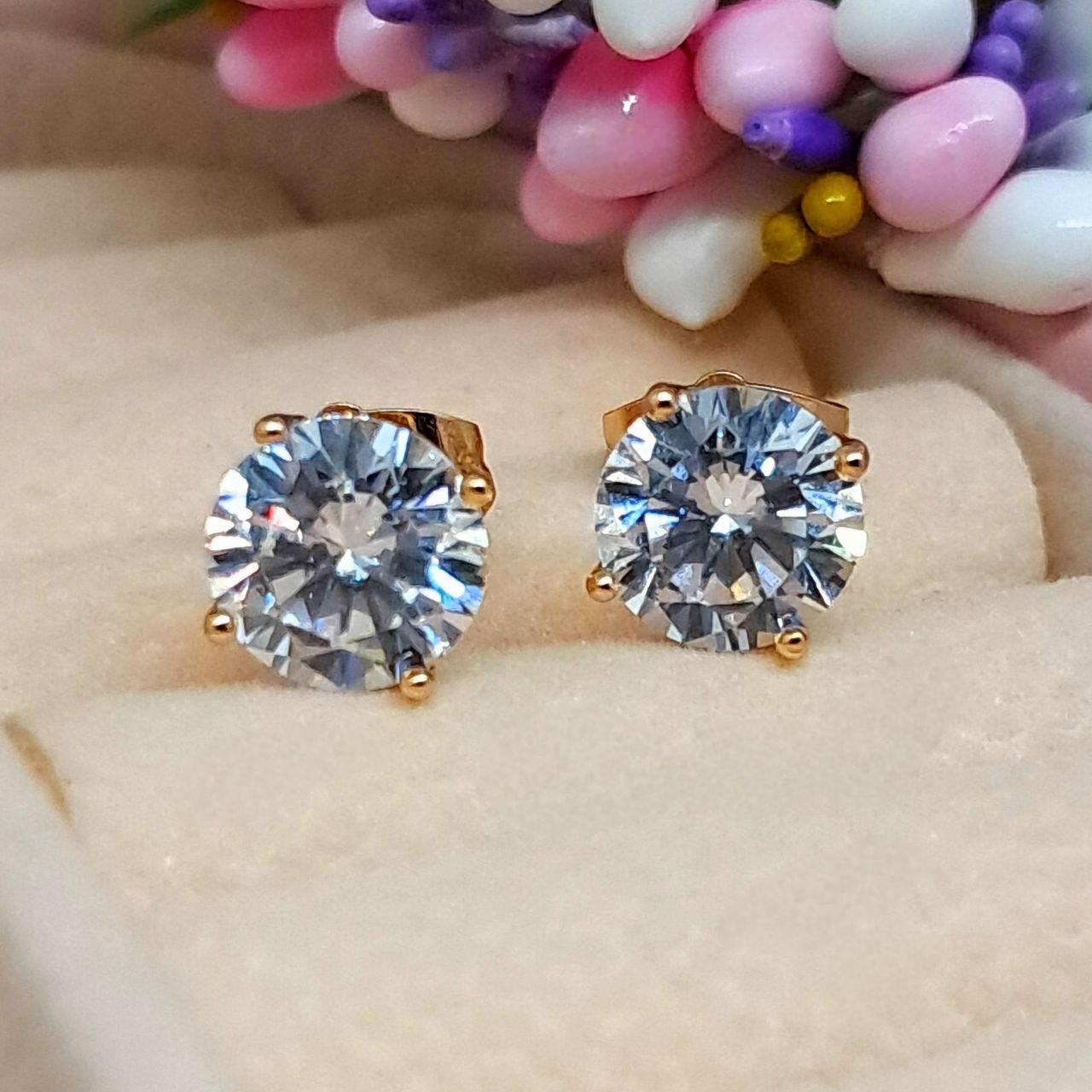 Сережки цвяшки 8 мм з медичного золота код 5077