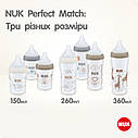 NUK PERFECT MATCH Пляшечка зі скла з індикатором температури 120 мл і, з народження, з соскою із силікону з отвором S, веселка, фото 7