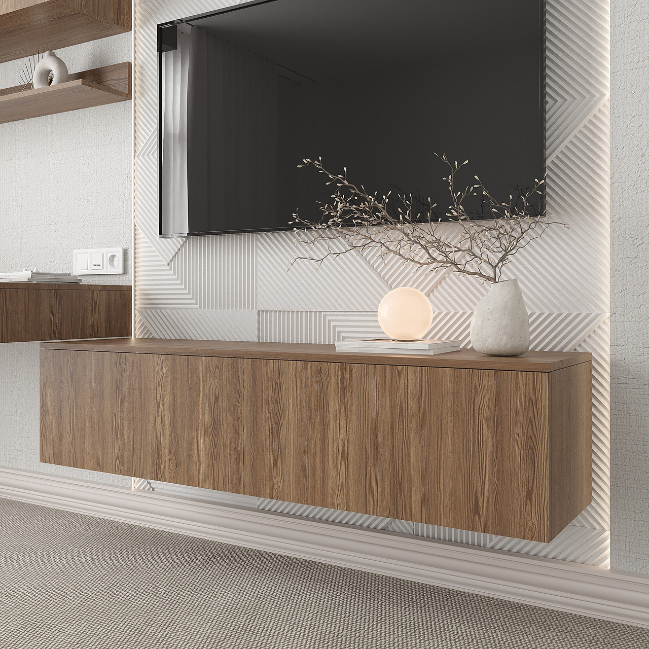 Тумба під телевізор Ейр 330х1400х350 мм Дуб Родос, фото 1