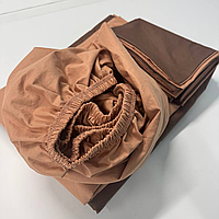 Комплект постельного белья Ранфорс 100% однотонный хлопок, двуспальный, простинь на резинке