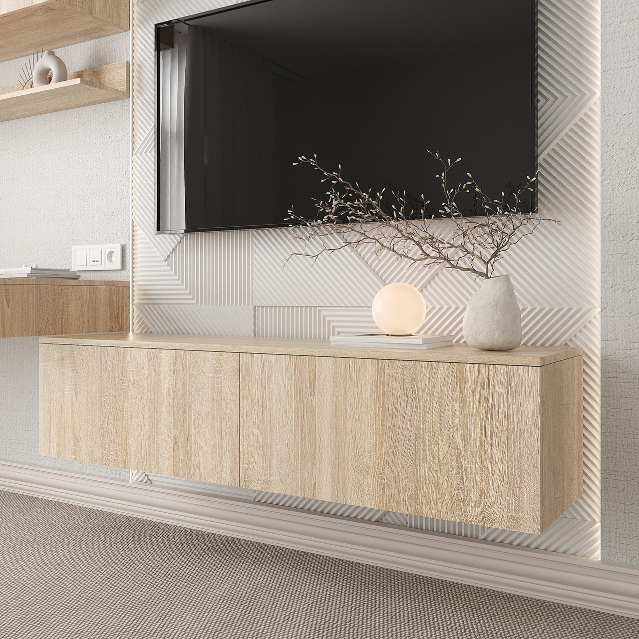 Тумба під телевізор Ейр 330х1400х350 мм Дуб Сонома, фото 1