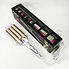 Плойка для волосся професійна Kemei KM-1010 потрійна для створення локонів з турмаліновим покриттям, фото 10