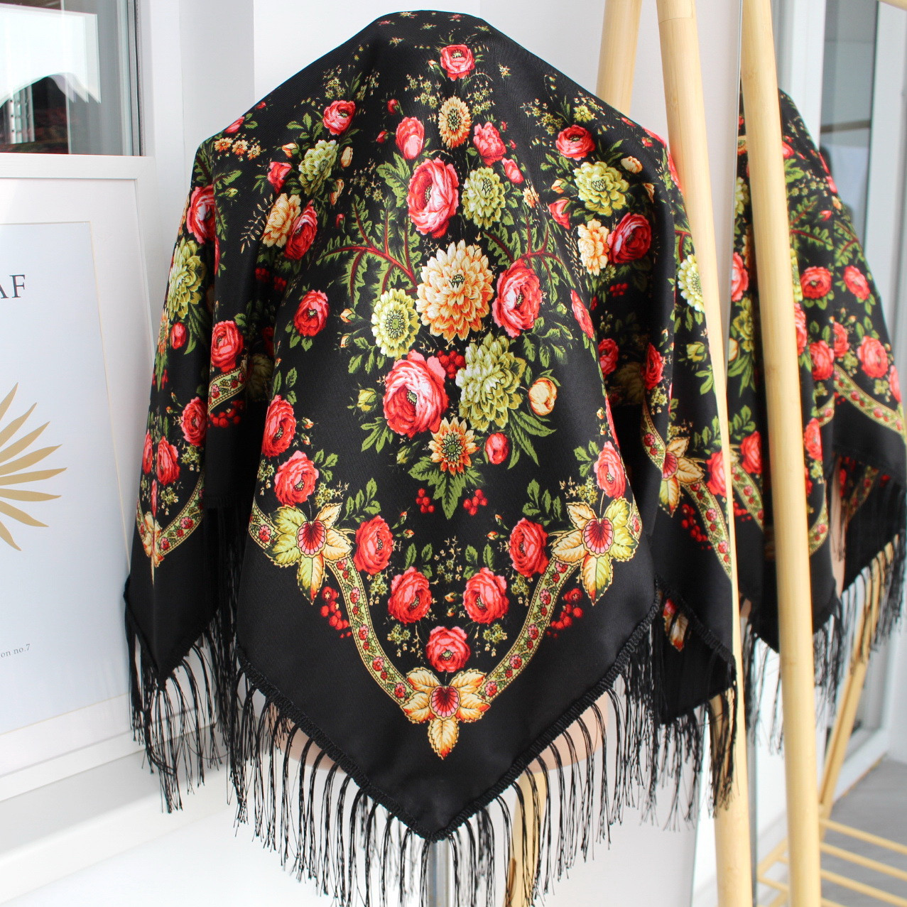 Хустка народна "Поетичний вечір" Чорна 617008, фото 1