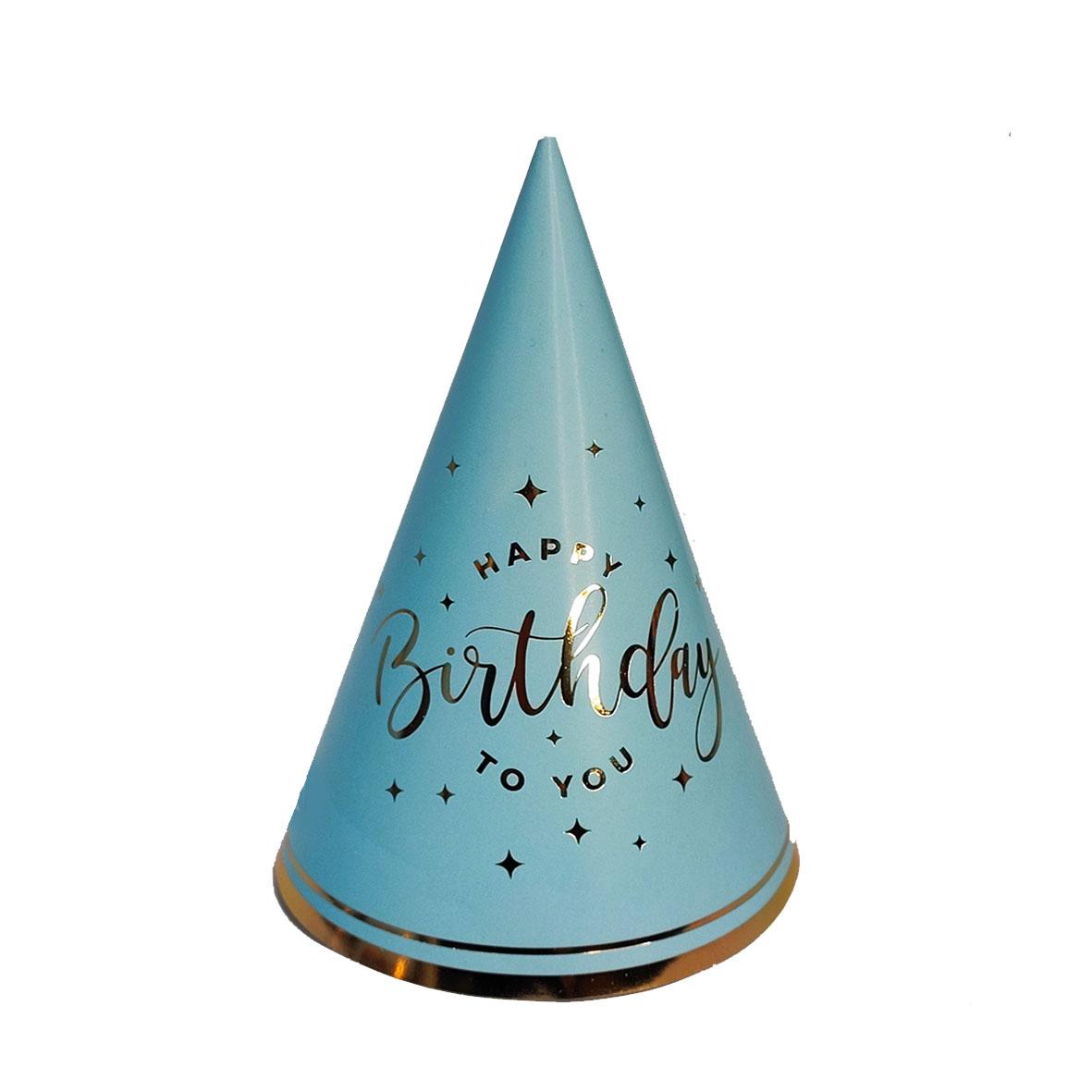 Ковпак "Happy birthday" блакитний