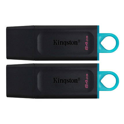 Флеш-накопичувач USB3.2 64GB Kingston DataTraveler Exodia Black/Blue 2 Pieces, фото 1