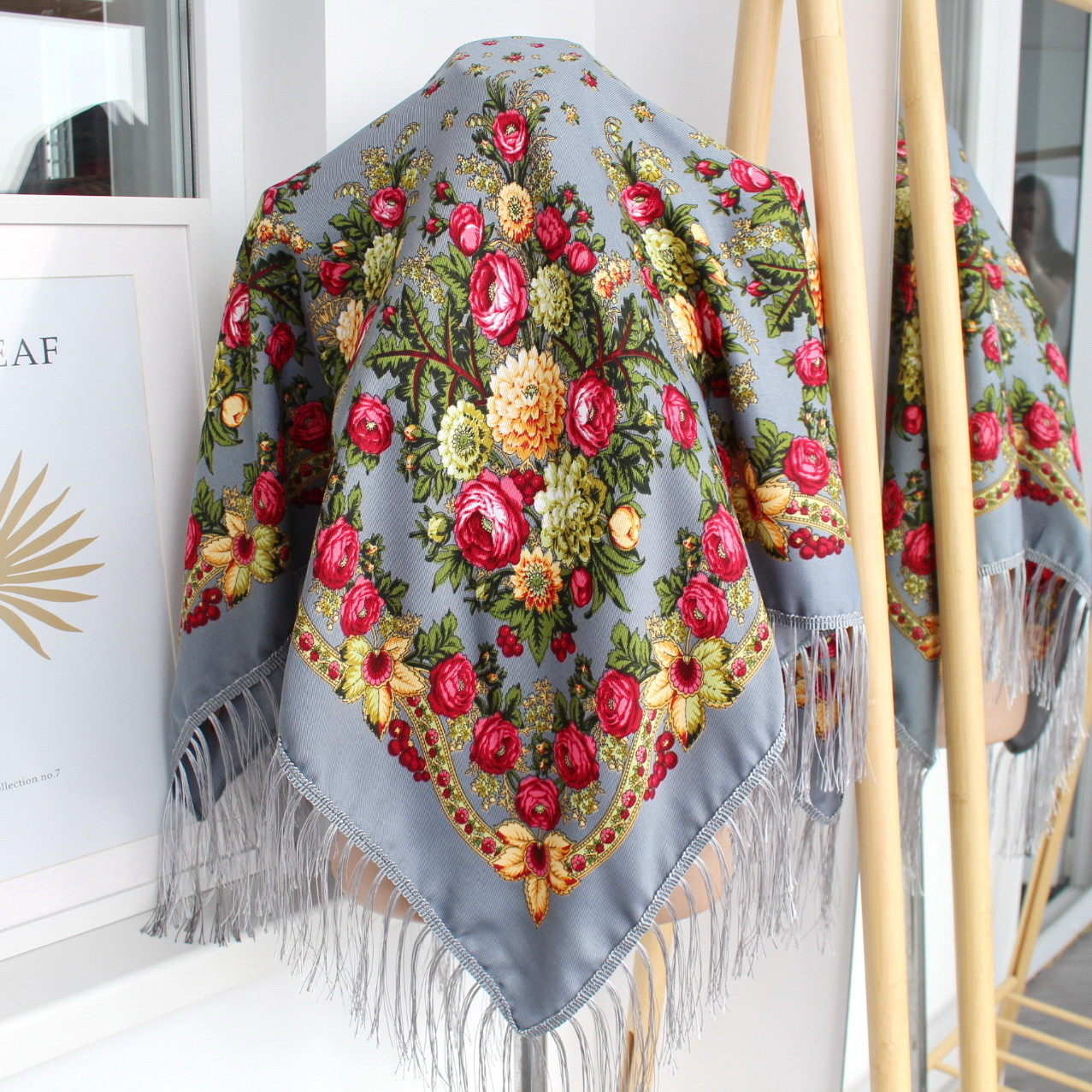 Хустка народна "Поетичний вечір" Сіра 617006, фото 1