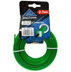 Волосінь . квадрат 2.7 мм*15м-(зелена з кордом)
