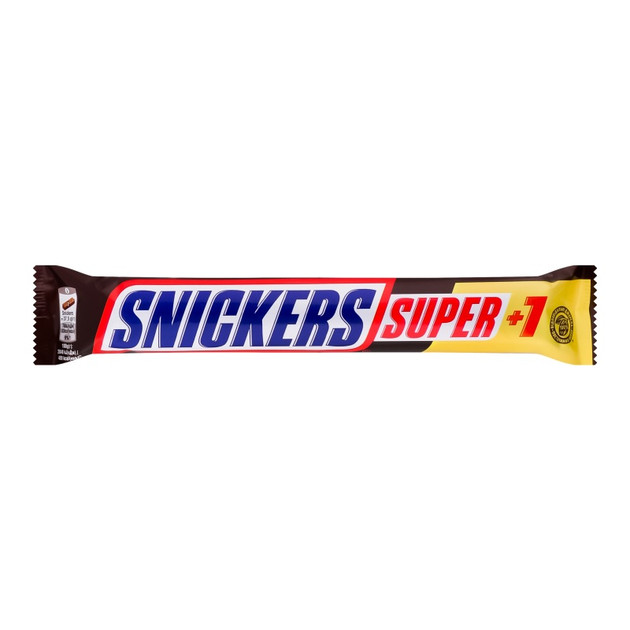 Батончик Snickers Super+1 із смаженим арахісом карамеллю та нугою покритий молочним шоколадом, 3х37.5г, фото 1