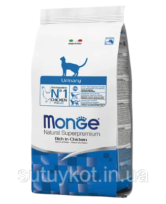 Сухий корм для котів Monge Monge Urinary Rich in Chicken для профілактики сечокам'яної хвороби з куркою 1,5 кг
