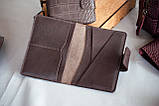 Портмоне для документів чоловіче шкіряне темно-коричневе з тисненням Крокодил | для автодокументві, паспорта, військового, фото 5