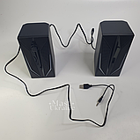 Настільні колонки комп'ютерні c RGB підсвічуванням MUSIC DJ, акустична система 2.0 для ПК Чорні M-110A, фото 8