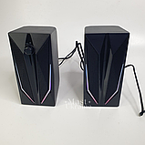 Настільні колонки комп'ютерні c RGB підсвічуванням MUSIC DJ, акустична система 2.0 для ПК Чорні M-110A, фото 3