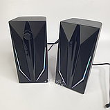 Настільні колонки комп'ютерні c RGB підсвічуванням MUSIC DJ, акустична система 2.0 для ПК Чорні M-110A, фото 9