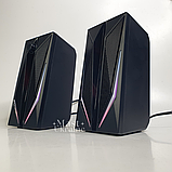 Настільні колонки комп'ютерні c RGB підсвічуванням MUSIC DJ, акустична система 2.0 для ПК Чорні M-110A, фото 6