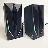 Настільні колонки комп'ютерні c RGB підсвічуванням MUSIC DJ, акустична система 2.0 для ПК Чорні M-110A, фото 7