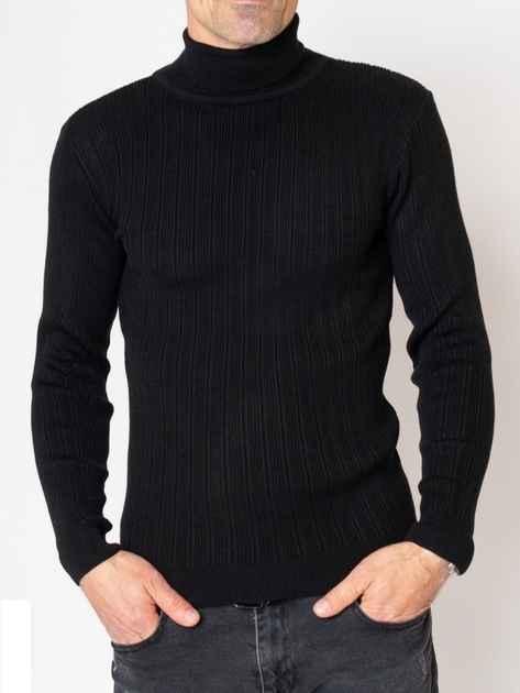 Светр гольф (водолазка) чоловічий демісезонний ABDO HALLAB однотонний комір з відворотом чорний