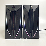 Настільні колонки комп'ютерні c RGB підсвічуванням MUSIC DJ, акустична система 2.0 для ПК Чорні M-110A, фото 4