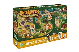 Пазл ходилка "Хто живе в лісі" з дерев'яними фігурками 300608 DoDo