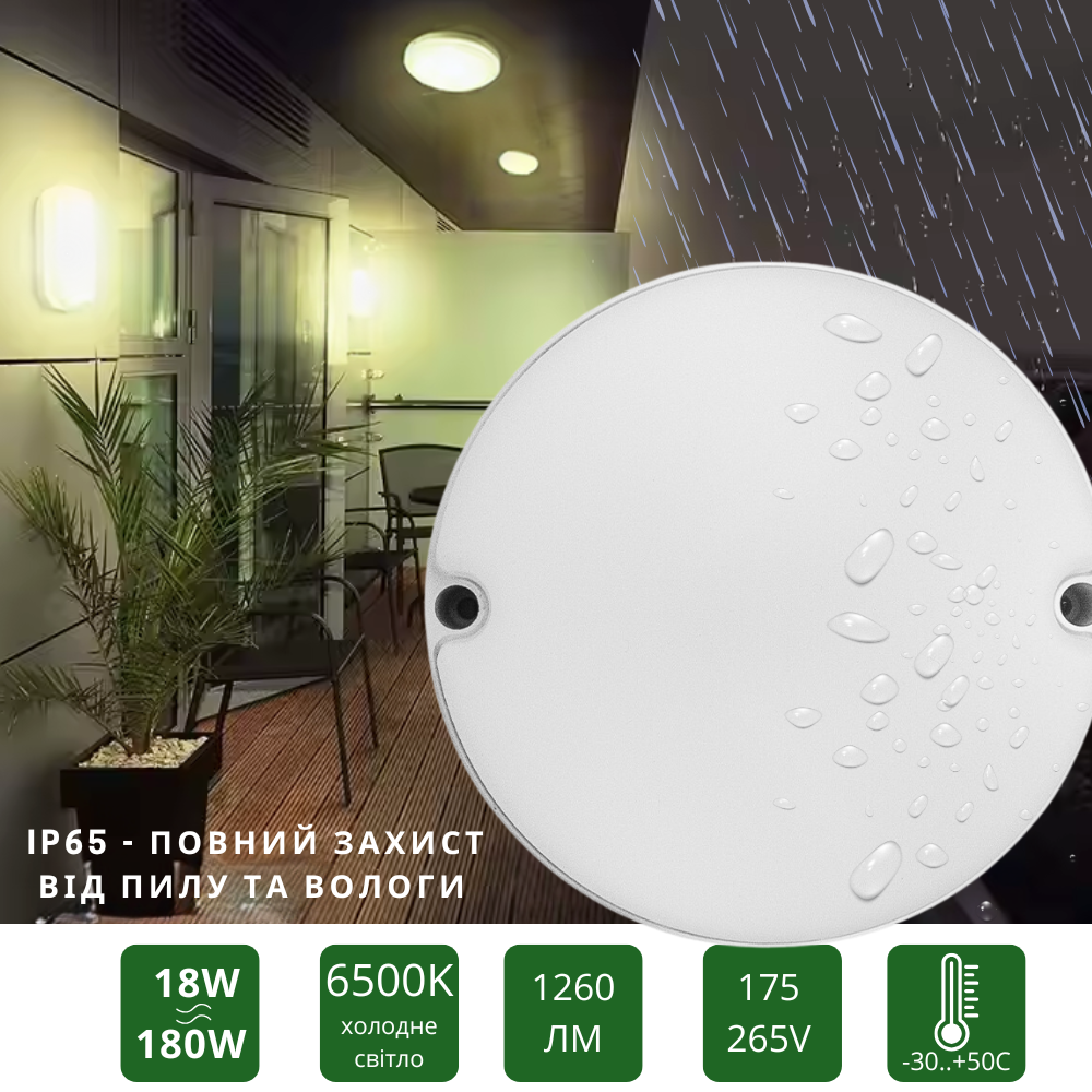 Накладний LED світильник 20W IP65 6500K 1408-NСP-1 NORTE, фото 1