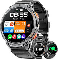 Смарт часы с LED фонариком многофункциональные, умные smart с круглым циферблатом и микрофоном для разговора