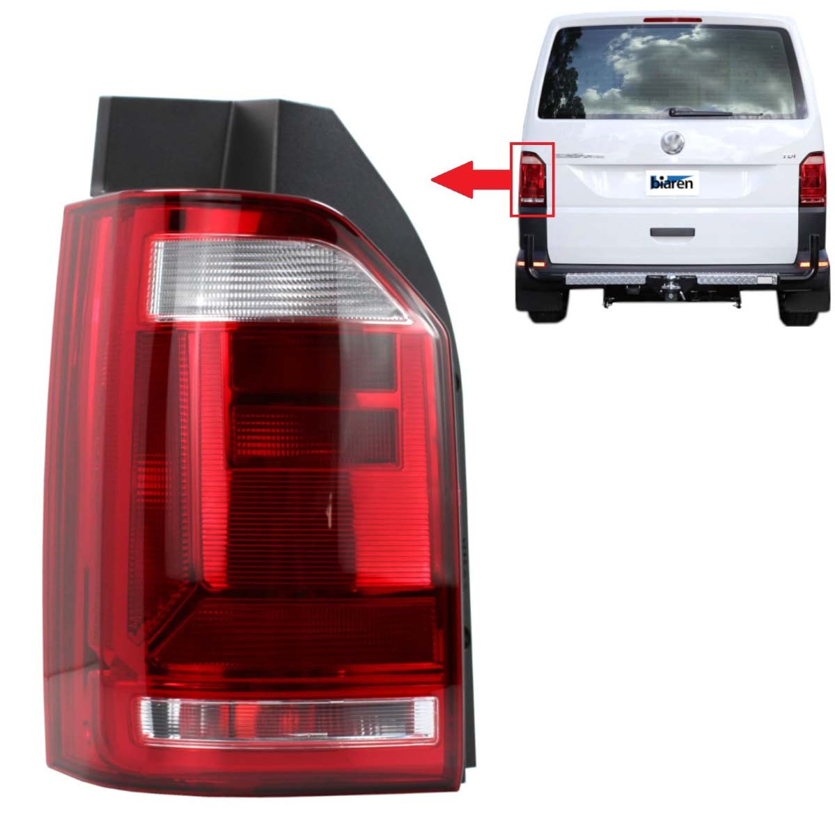 Задній ліхтар Volkswagen Transporter T6 2015-2019 лів. (без ламп) (без плати) (P21/5W/W5W*2/W16W/H21W) (1 двері) 441-19ABL-LD-UE, фото 1