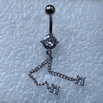 Банан для пірсингу пупка Камінці на ланцюжках PPBP-80, фото 1