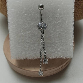 Банан для пірсингу пупка Камінці на ланцюжках PPBP-80, фото 2